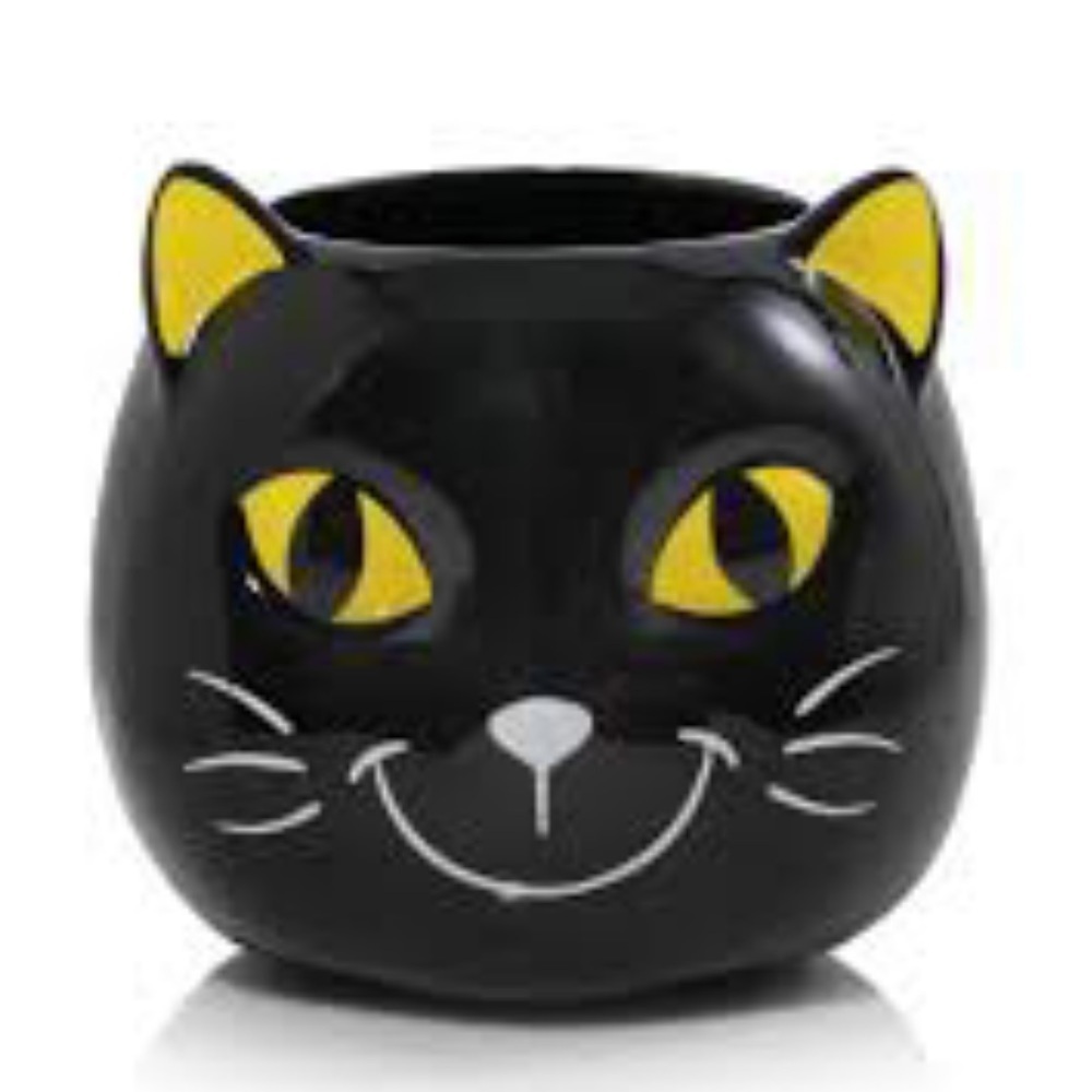 Black Cat Halloween Kitty Jar Candle Holder